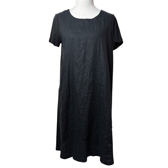 J. Jill Dresses & Skirts - J.Jill Dress Women's Small Black Pure Jill Linen Blend Short Sleeve Lagenlook